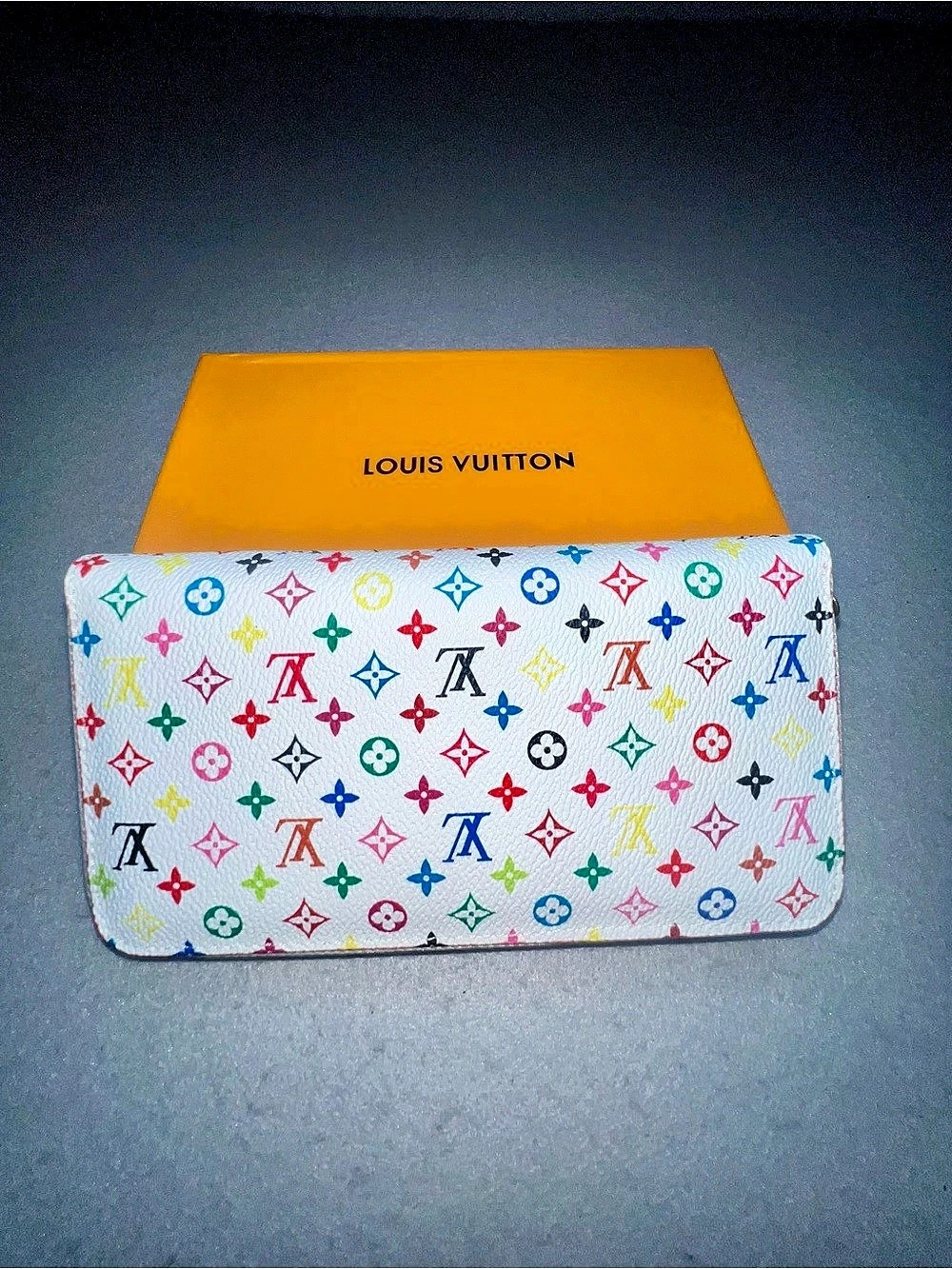 Louis Vuitton Monogram Multicolore White Pink Zippy Wallet with Box Dust Bag